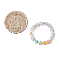 3 Stück Edelstein-Scheibenperle mit Messing-Fingerringen&nbsp;RJEW-JR00985-02
