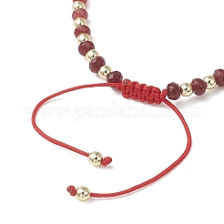 Pulseras trenzadas con cuentas de jade de Malasia teñido natural y rondelle&nbsp;BJEW-JB13395