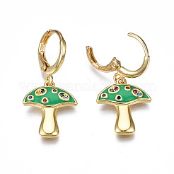 Latón micro pavimenta circonio cúbico pendientes de aro huggie&nbsp;EJEW-T014-32G-NF