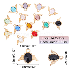 28pcs 14 Farben facettierte Glasanhänger&nbsp;GLAA-PH0001-21