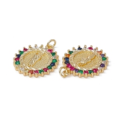 Colgantes de circonitas cúbicas de colores de latón&nbsp;KK-E068-VA035-2