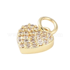 Placage de crémaillère en laiton micro pavé breloques en zircone cubique claire&nbsp;KK-Z060-07G-02