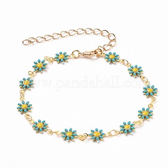 Daisy Link Chain Halsketten & Armbänder Schmuck Sets&nbsp;SJEW-JS01138-02
