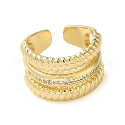 Anello a polsino aperto in ottone con micro pavé di zirconi cubici&nbsp;RJEW-Q805-02G