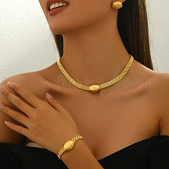 Lussuosi braccialetti e orecchini in ottone e set di collane per accessori da sposa da donna&nbsp;LH8539