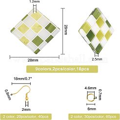 Kit de fabrication de boucles d'oreilles pendantes en damier&nbsp;DIY-OC0008-06