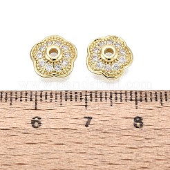 Messing Micro Pave klare Zirkonia Perlenkappen&nbsp;KK-Q071-15G-02