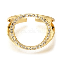 Anneaux de manchette ouverts en laiton plaqué micro pavé de zircone cubique pour femmes&nbsp;RJEW-M022-14G