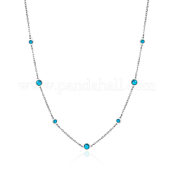 Collane vintage da donna in acciaio inossidabile 304 con maglie piatte e rotonde&nbsp;QJ5506-1