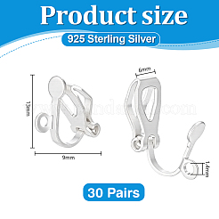 30 paire de 925 boucles d'oreilles à clip en argent sterling&nbsp;STER-PH0005-01S