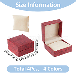 4 Stück 4 Farben Geschenkbox aus Karton zur Uhrenaufbewahrung mit Litschi-Aufdruck&nbsp;CON-FH0001-54