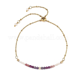 Verstellbare Armbänder mit Satellitenketten aus natürlichen Rubinen&nbsp;BJEW-JB14095-01