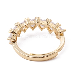 Anello regolabile con cuore in zirconia cubica trasparente&nbsp;RJEW-F124-05G