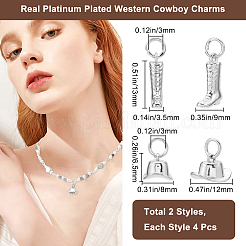 8 Stück 2 Stile West Cowboystiefel & Hutständer Überzug Messing Charms&nbsp;ZIRC-BBC0003-02