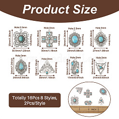16 pièces 8 styles pendentifs turquoise synthétiques&nbsp;FIND-TA0002-15