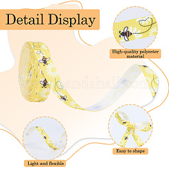 Cintas de grosgrain con estampado de abejas de poliéster&nbsp;SRIB-WH20020-018G