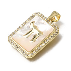 Pendentifs avec zircon cubiques à micro-pavés en laiton&nbsp;KK-C262-08G-03