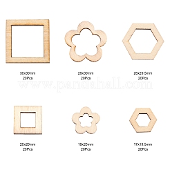 120pcs 6 anneaux de liaison en bois de peuplier de style&nbsp;WOOD-LS0001-24