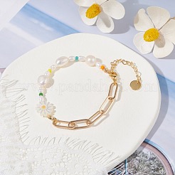 Braccialetto di perle di conchiglia naturale di girasole&nbsp;X1-BJEW-TA00027