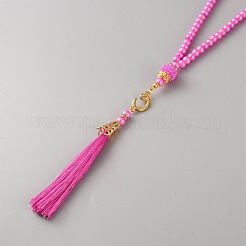 Decorazioni rotonde in vetro imitazione perla con perline&nbsp;AJEW-WH0460-139G-11