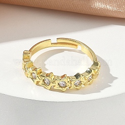 Einstellbare messing micro pave zirkonia fingerringe&nbsp;RJEW-C163-16G