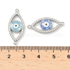 Breloques en laiton serties de micro-pavés de zircon cubique transparent et d'émail en forme d'œil de cheval&nbsp;KK-H534-02P