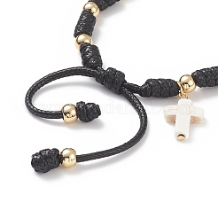 Braccialetto con ciondolo a croce turchese sintetico (tinto).&nbsp;BJEW-TA00182-02