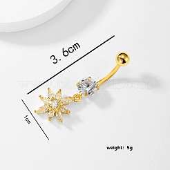 Bauchnabelringe aus Edelstahl mit klaren Zirkonia in Blumenform für Frauen&nbsp;WS6674