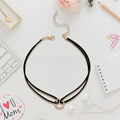 1 Stück doppellagige Choker-Halsketten aus Kunstwildleder mit Legierungsring für Damen&nbsp;NJEW-CL0001-32