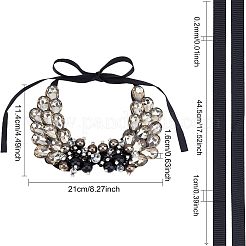 Vintage Lätzchen mit schwarzen Diamanten und Kristall-Strassen&nbsp;DIY-WH0321-06