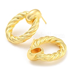 Orecchini a perno ovali in ottone placcato a cremagliera&nbsp;EJEW-A028-46G