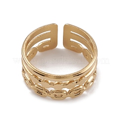 Anillos de puño de triple línea de acero inoxidable 304 con revestimiento iónico (IP) para mujer&nbsp;RJEW-G285-15G