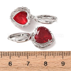 Boucles d'oreilles créoles en laiton et verre en forme de cœur pour la Saint-Valentin&nbsp;EJEW-Z164-23P-01