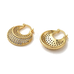 Orecchini a cerchio spessi con micro pavè di zirconi trasparenti in ottone a forma di doppio corno&nbsp;EJEW-Q785-05G