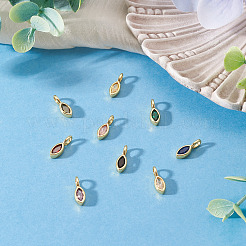 9 Stück 9 Farben Pferdeauge Messing Micro Pave Zirkonia Charms&nbsp;KK-TA0008-28