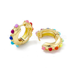 Orecchini a cerchio con perline in resina colorata&nbsp;EJEW-P215-04G