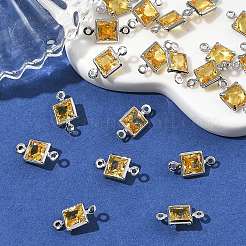 Quadratische Verbindungsanhänger aus Messing mit Zirkonia-Pavé&nbsp;XGRQ2O014-440D-P