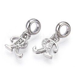 Europäische baumelnde charme aus platin-gestellplattierung legierung strass&nbsp;PALLOY-T048-36P-R