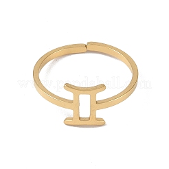Véritable bague réglable en acier inoxydable 304 plaqué or 18 carat&nbsp;LS-RJEW-L115-01G-06