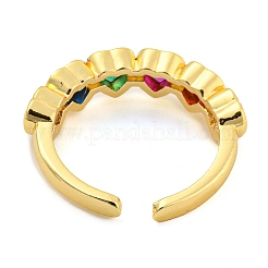Bague de manchette cœur en zircone cubique colorée&nbsp;KK-D067-30G-RS