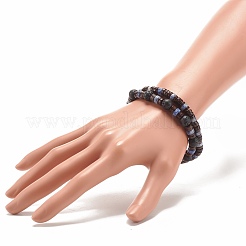 2 Stück 2 Stil natürliche Kokosnuss & Blue Spot Jaspis & Lavagestein Perlen Stretch-Armbänder Set&nbsp;BJEW-JB07944
