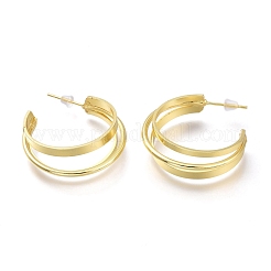 Boucles d'oreilles demi-créoles en laiton&nbsp;EJEW-H104-15G