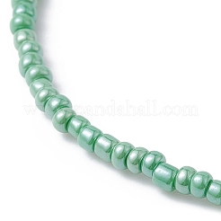 Visage souriant acrylique et bracelet extensible perlé de graines&nbsp;BJEW-JB09490