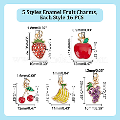 80 pendentif en alliage émaillé de style fruit 5 pièces&nbsp;PALLOY-HY00076