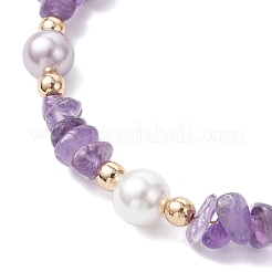 Braccialetti di perline di ametista naturale per le donne&nbsp;BJEW-JB12309-03