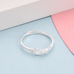 925 verstellbarer Fingerring aus Sterlingsilber mit Mikropavé und klaren Zirkonia für Damen&nbsp;STER-N016-144S
