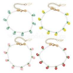 Armbänder mit floralen Glasperlen für Damen&nbsp;BJEW-MZ00306