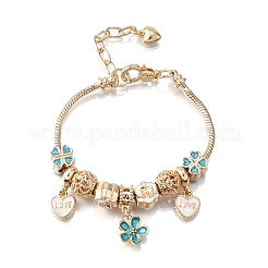 Braccialetti con ciondoli in lega smaltata con perline europee&nbsp;BJEW-F495-02G