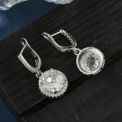 Créoles en argent sterling 925 avec zircone cubique de micro pave&nbsp;EJEW-B147-01B-01