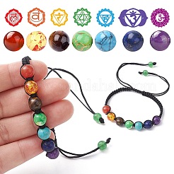 Rundes geflochtenes Perlenarmband aus natürlichen gemischten Edelsteinen&nbsp;BJEW-YW0001-11
